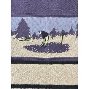 Vintage Mens Sz XXL Golf Sweater All Over Print Cotton Blue Gray Grandpa